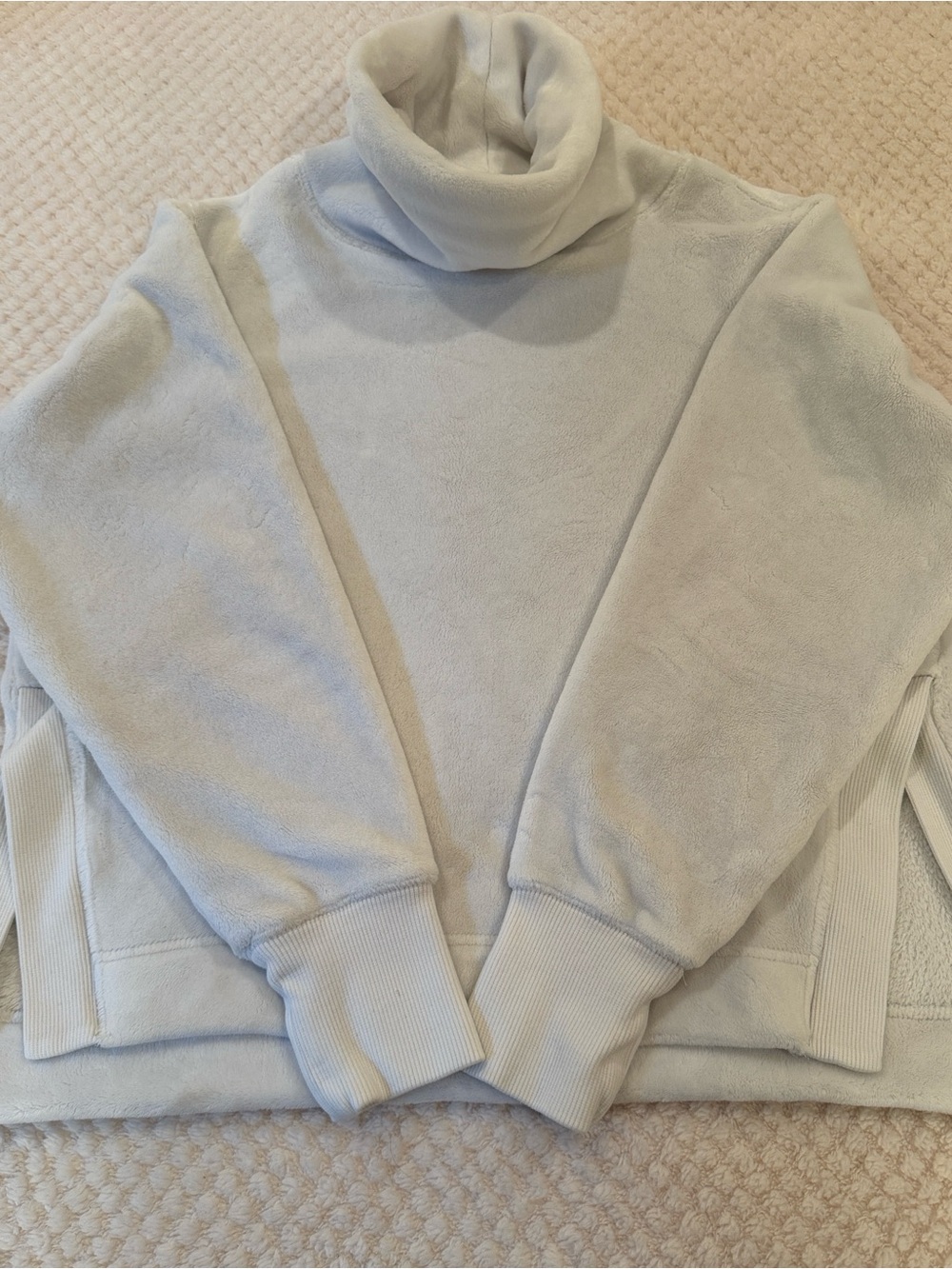 Athleta White Turtleneck Fleece Sweater